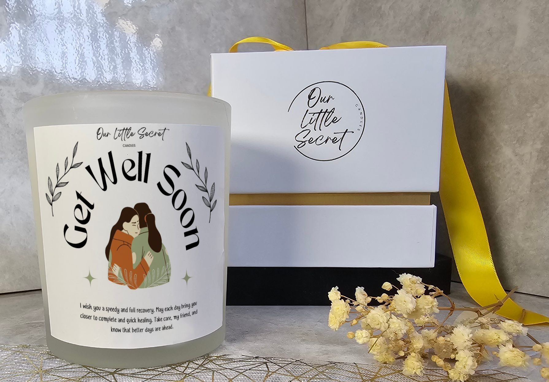 Lift Their Spirits with Our Get Well Soon Candle: A Thoughtful Gesture of Warmth and Care - White