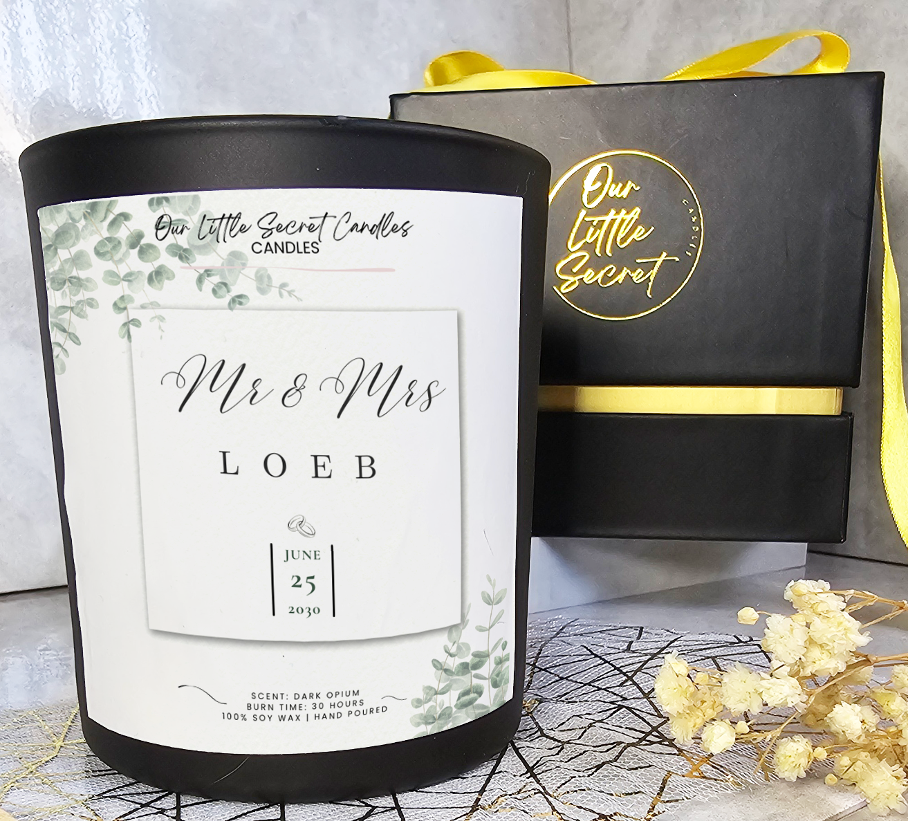 Celebrate Love with Our Wedding Candle: A Timeless Keepsake for the Perfect Day - Black