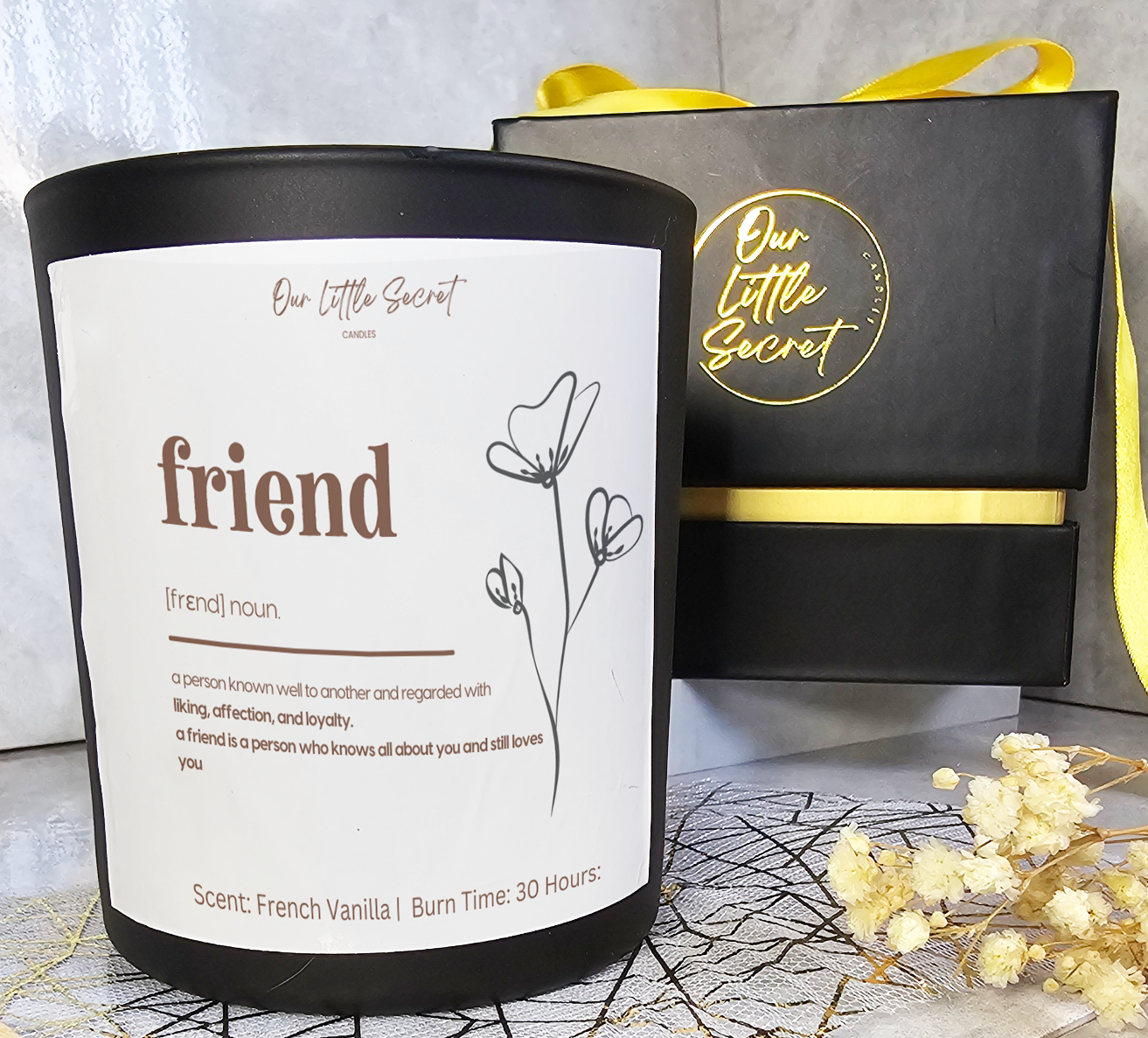 Friendship Candle Jar - Black