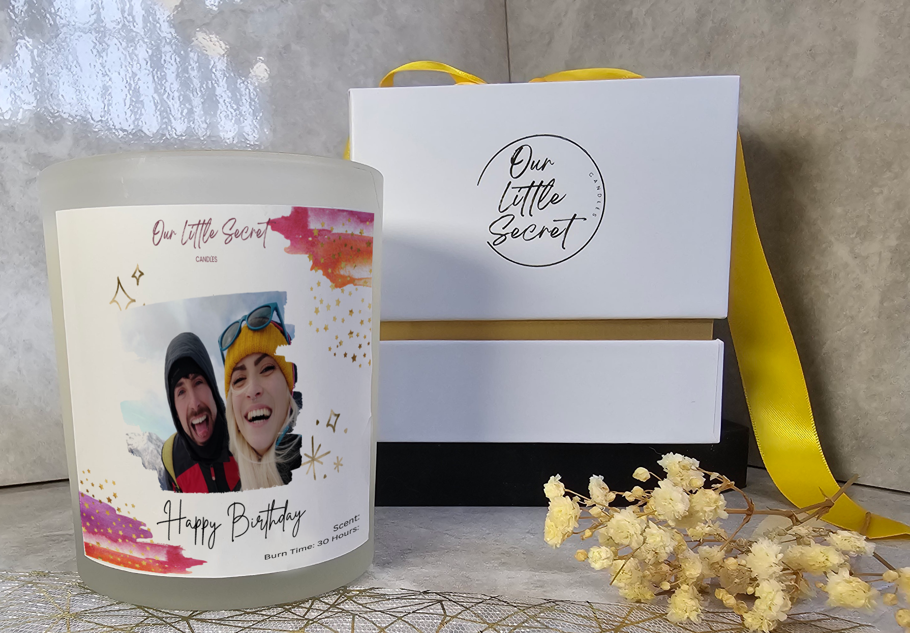 Luxurious Birthday Candle White with Photo